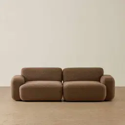 Capri Earth Brown Woven Fabric 2 Pieces Sofa