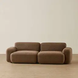 Capri Earth Brown Woven Fabric 2 Pieces Sofa