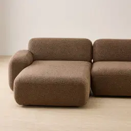 Capri Earth Brown Woven Fabric 3 Pieces Modular Left Chaise Sofa