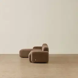 Capri Earth Brown Woven Fabric 3 Pieces Modular Left Chaise Sofa