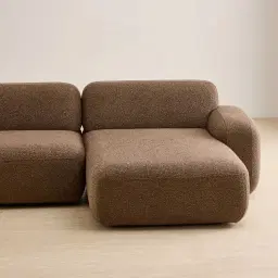 Capri Earth Brown Woven Fabric 3 Pieces Modular Right Chaise Sofa