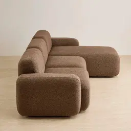 Capri Earth Brown Woven Fabric 3 Pieces Modular Right Chaise Sofa