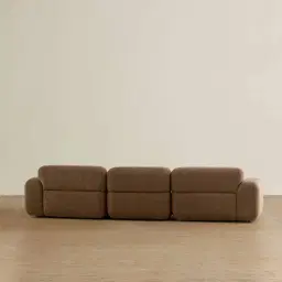 Capri Earth Brown Woven Fabric 3 Pieces Modular Right Chaise Sofa