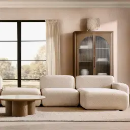 Capri Earth Brown Woven Fabric 3 Pieces Modular Right Chaise Sofa