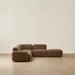 Capri Earth Brown Woven Fabric 5 Pieces Sofa