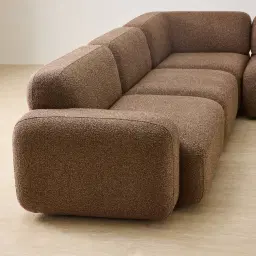 Capri Earth Brown Woven Fabric 5 Pieces Sofa