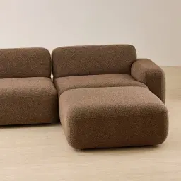 Capri Earth Brown Woven Fabric 4 Pieces Sofa with Ottoman