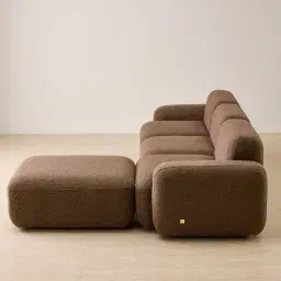 Capri Earth Brown Woven Fabric 4 Pieces Sofa with Ottoman