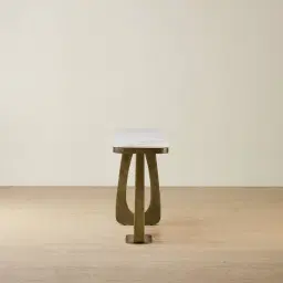 Aspen Brushed Bronze Rounded Corners Console Table with White Sintered Stone Top