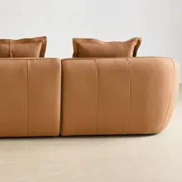 Spencer Terracotta Brown Nubuck Leather 3 Pieces Modular Sofa with Left Arm and Right Terminal