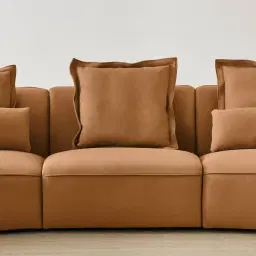 Spencer Terracotta Brown Nubuck Leather 3 Pieces Modular Sofa with Left Arm and Right Terminal