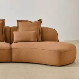 Spencer Terracotta Brown Nubuck Leather 3 Pieces Modular Sofa with Left Arm and Right Terminal