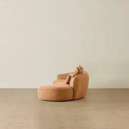 Spencer Terracotta Brown Nubuck Leather 3 Pieces Modular Sofa with Left Arm and Right Terminal