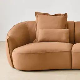 Spencer Terracotta Brown Nubuck Leather 3 Pieces Modular Sofa with Left Arm and Right Terminal