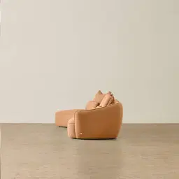 Spencer Terracotta Brown Nubuck Leather 3 Pieces Modular Sofa with Right Arm and Left Terminal