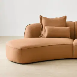 Spencer Terracotta Brown Nubuck Leather 3 Pieces Modular Sofa with Right Arm and Left Terminal