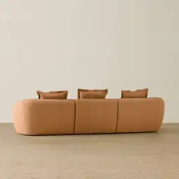 Spencer Terracotta Brown Nubuck Leather 3 Pieces Modular Sofa