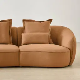 Spencer Terracotta Brown Nubuck Leather 3 Pieces Modular Sofa