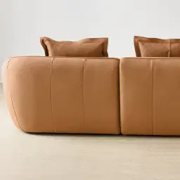 Spencer Terracotta Brown Nubuck Leather 3 Pieces Modular Sofa