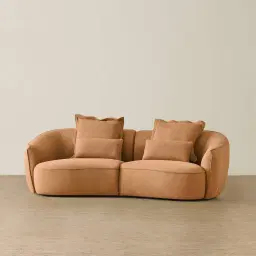 Spencer Terracotta Brown Nubuck Leather 2 Pieces Modular Sofa