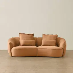 Spencer Terracotta Brown Nubuck Leather 2 Pieces Modular Sofa