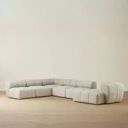 Quincy Slate Grey Fabric Modular Corner Sofa with Right Cuddler