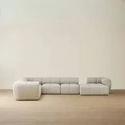 Quincy Slate Grey Fabric 6 Pieces Modular Corner Sofa with Left Arm and Right Cuddler