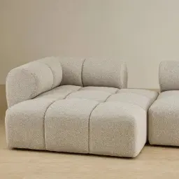 Quincy Slate Grey Fabric 6 Pieces Modular Corner Sofa with Right Arm and Left Cuddler