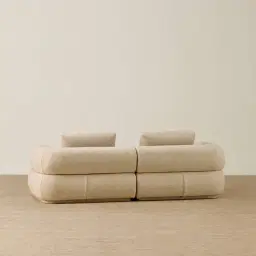 Elio Pearl Beige Fabric 2 Pieces Modular Sofa