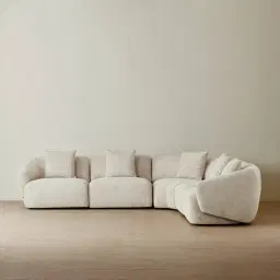 Willow Stone Cream Woven Fabric Modular Corner Sofa