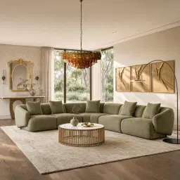 Willow Winter Moss Woven Fabric Modular Corner Sofa