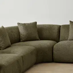 Willow Winter Moss Woven Fabric Modular Corner Sofa