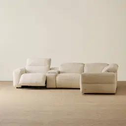 Mathias Pearl Beige Fabric 5 Pieces Modular Corner Dual Electric Recliner