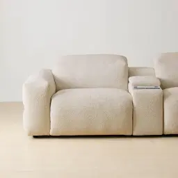 Mathias Pearl Beige Fabric 5 Pieces Modular Corner Dual Electric Recliner