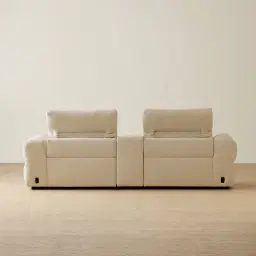 Mathias Pearl Beige Fabric 2 Pieces Modular Dual Electric Recliner with Console