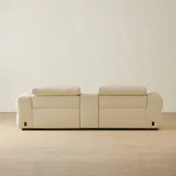 Mathias Pearl Beige Fabric 2 Pieces Modular Dual Electric Recliner with Console