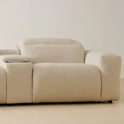 Mathias Pearl Beige Fabric 2 Pieces Modular Dual Electric Recliner with Console