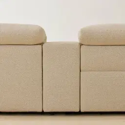 Mathias Pearl Beige Fabric 3 Pieces Modular Dual Electric Recliner with Console