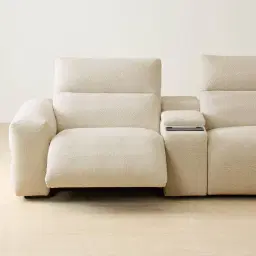 Mathias Pearl Beige Fabric 3 Pieces Modular Dual Electric Recliner with Console