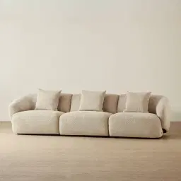 Willow II Mid Beige Woven Fabric 3 Pieces Modular Sofa