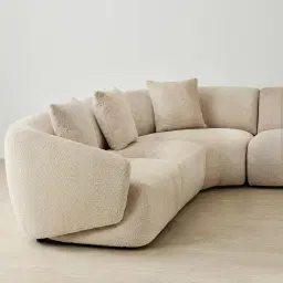 Willow II Mid Beige Woven Fabric Modular Corner Sofa