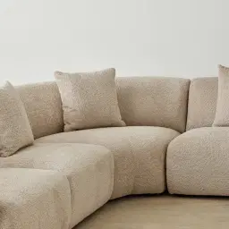 Willow II Mid Beige Woven Fabric Modular Corner Sofa