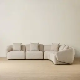 Willow II Mid Beige Woven Fabric Modular Corner Sofa