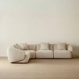 Willow II Mid Beige Woven Fabric Modular Corner Sofa