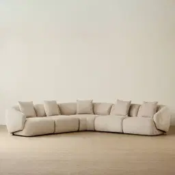 Willow II Mid Beige Woven Fabric Modular Corner Sofa