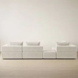Riviera III Stone Cream Woven Fabric Modular Sofa