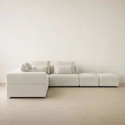 Riviera III Stone Cream Woven Fabric Modular Sofa