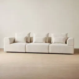 Riviera III Stone Cream 3 Pieces Modular Fabric Sofa