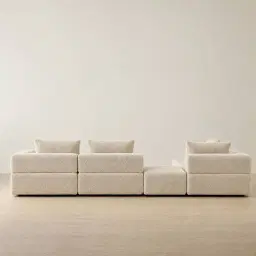 Riviera III Mid Beige Woven Fabric Modular Sofa