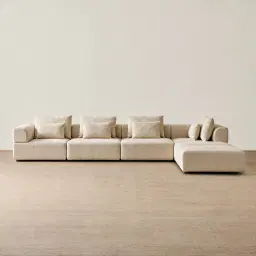 Riviera III Mid Beige Woven Fabric Modular Sofa